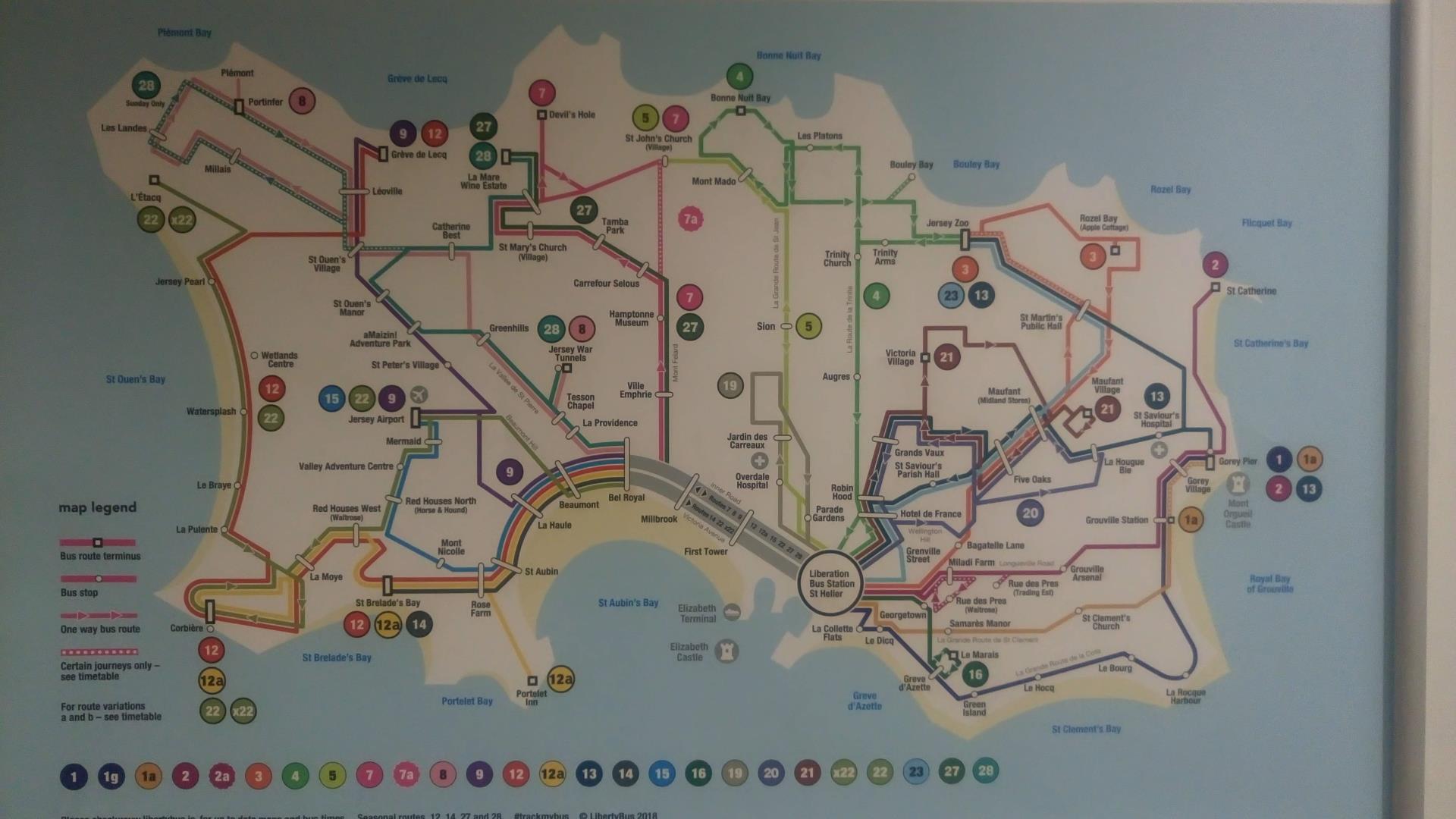 Mappa degli autobus di Jersey