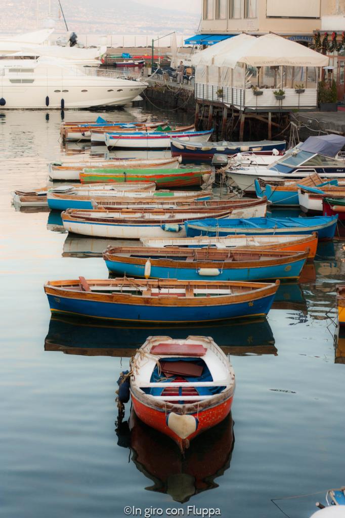 Boats docked at Castel dell'Ovo