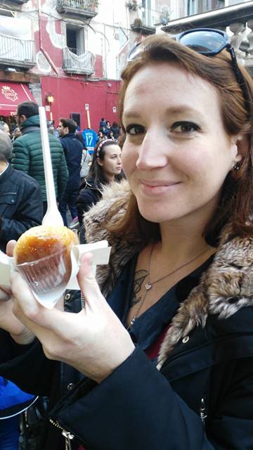 Via dei Tribunali - pasticceria Capparelli, me eating a baba'