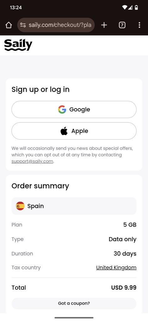 Fai signup con Google o Apple
