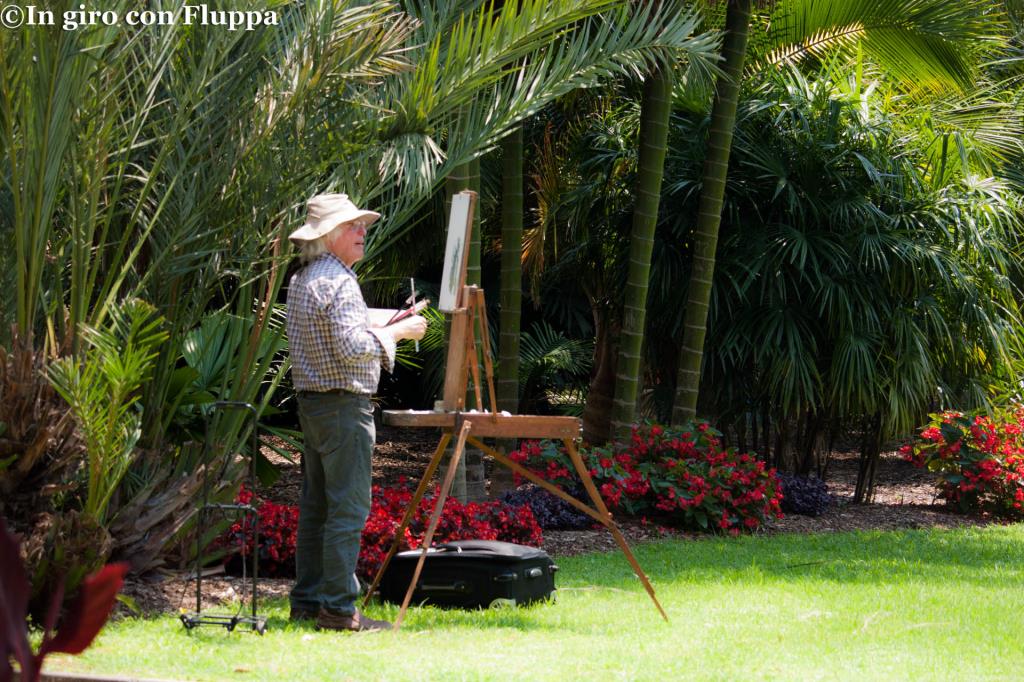 Pittore al lavoro nei Royal Botanic Gardens
