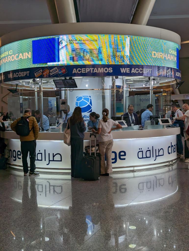 Banco del cambio in aeroporto a Mrrakech